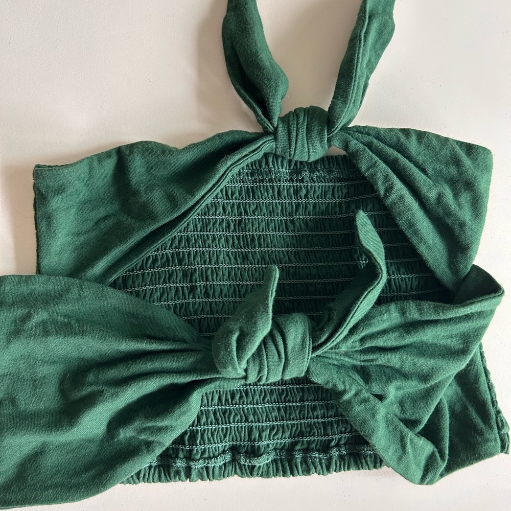 Wilfred Green Smocked Tie-Front Top